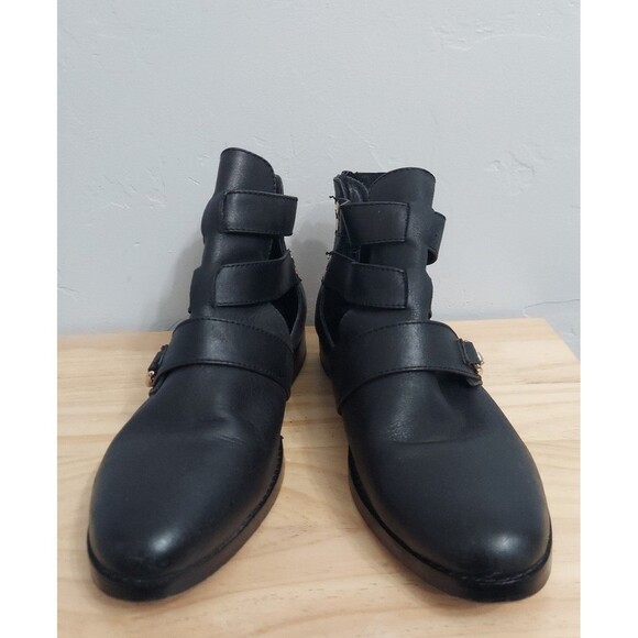 RARE Modern Vice "Millie" Leather Ankle Boots Womens Black Gold Size 7 1… - Picture 2 of 9
